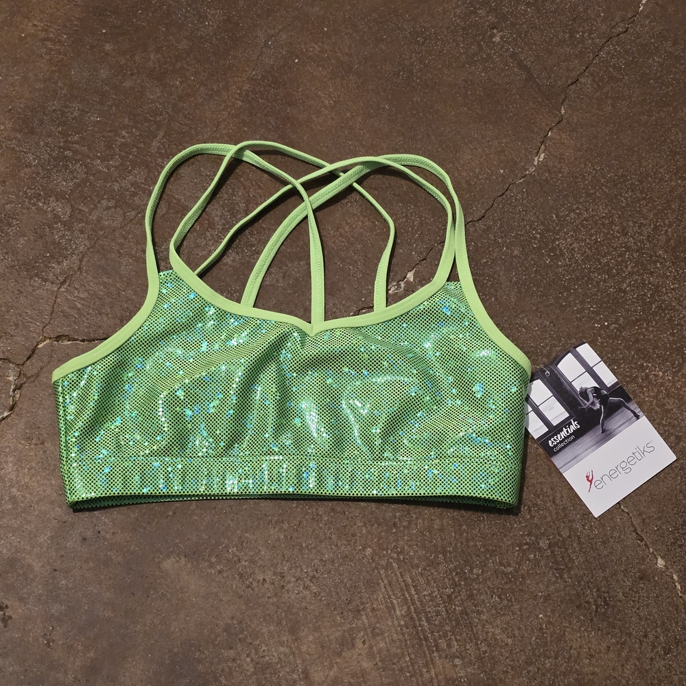 Energetiks Fluro Lime Double Cross Crop Top NWT Size XS